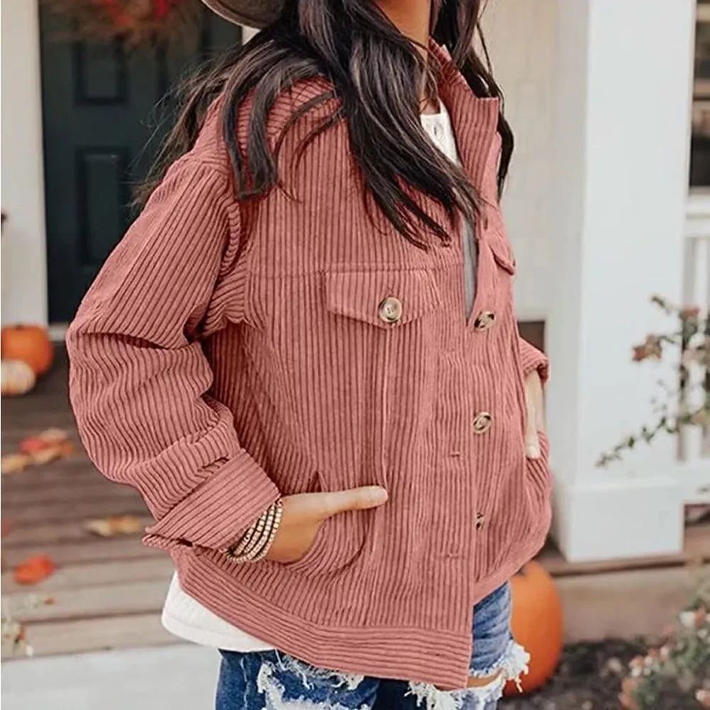 Pink Corduroy Shacket   